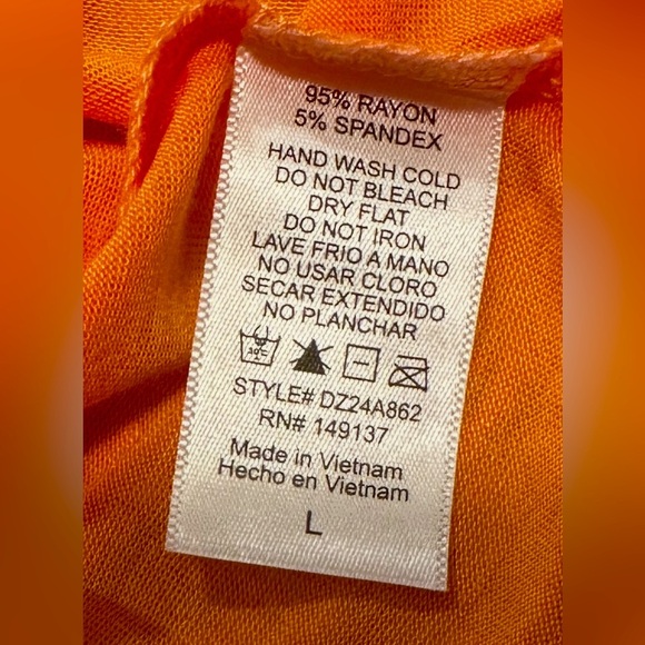 Double Zero Scoop Neck Tank Size Large Orange Sleeveless Straight Hem Stretch - Picture 9 of 11
